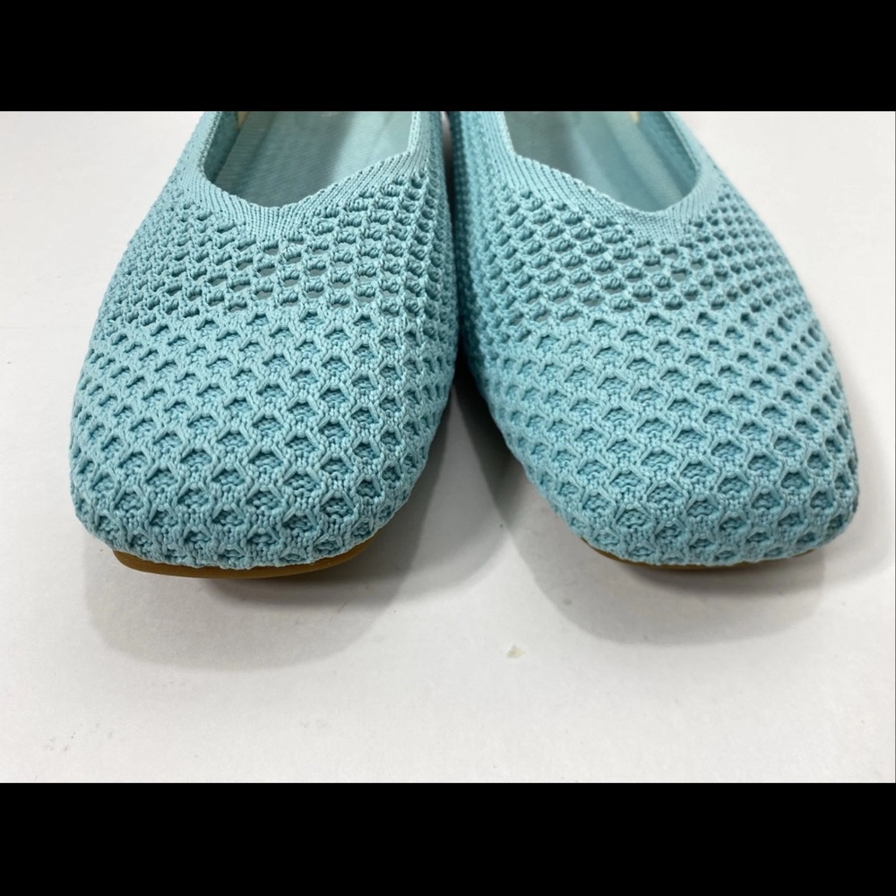 Elegant Aqua Blue Knit Loafers - Picture 3 of 7